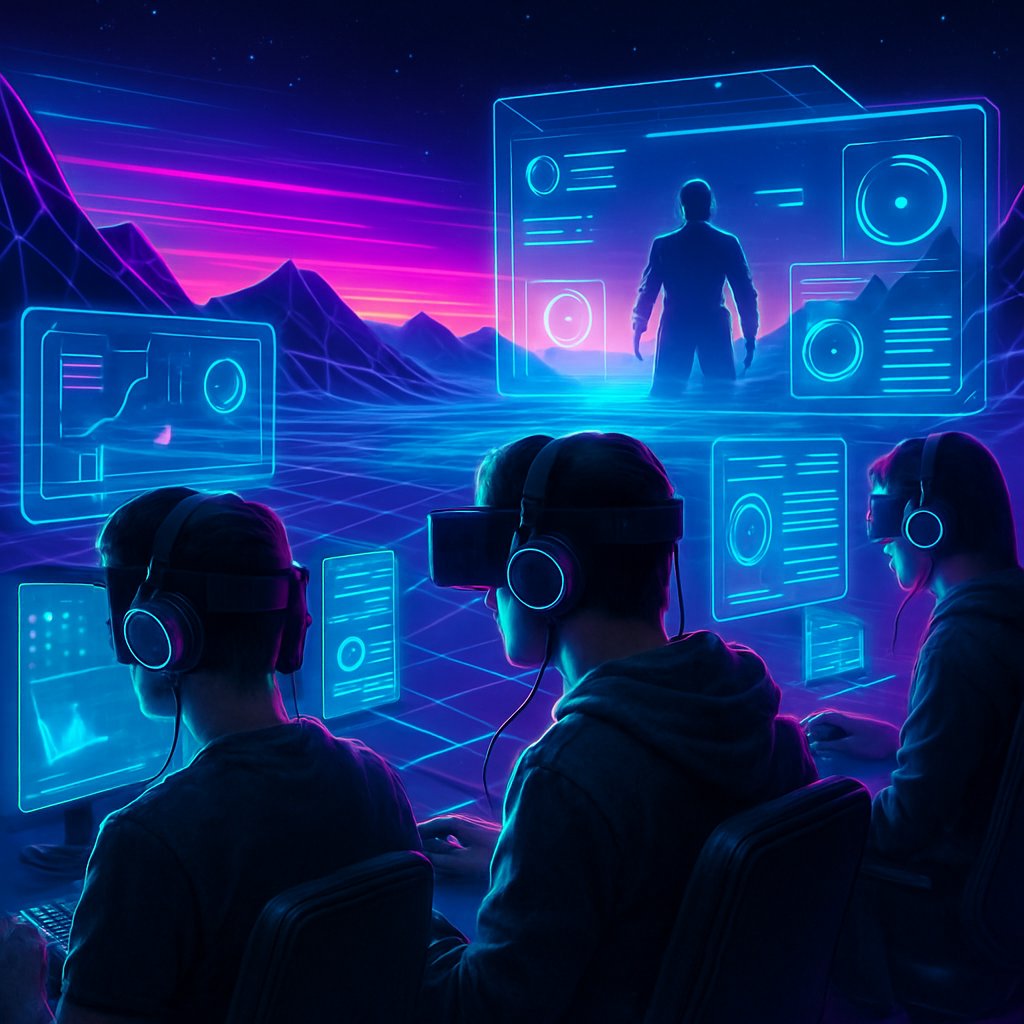 Ilustrasi Eksplorasi Game Online 2026 dengan Konsep Futuristik